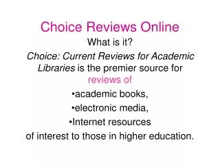 Choice Reviews Online