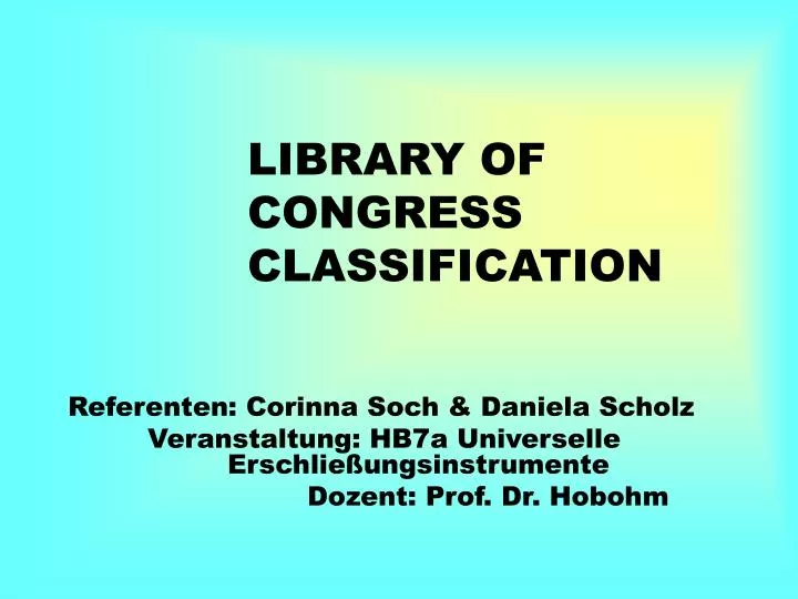 library of congress classification