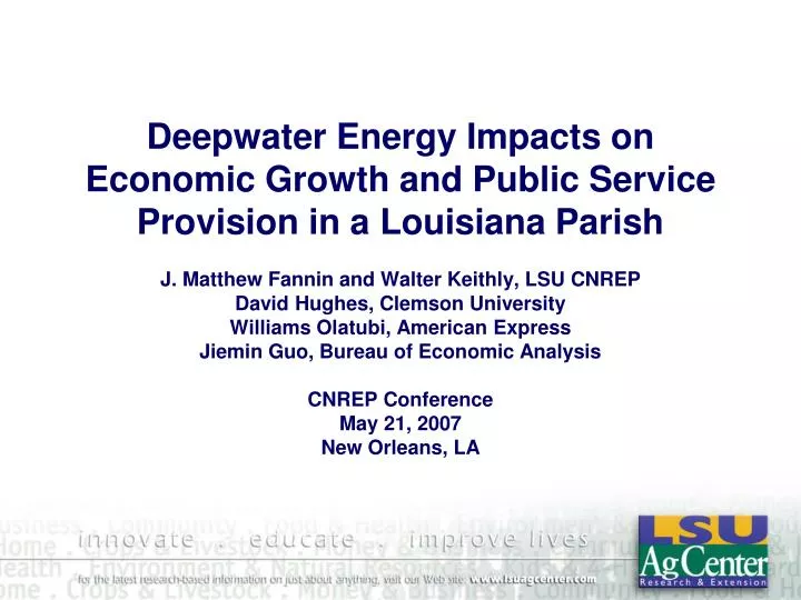 deepwater energy impacts on economic growth and public service provision in a louisiana parish