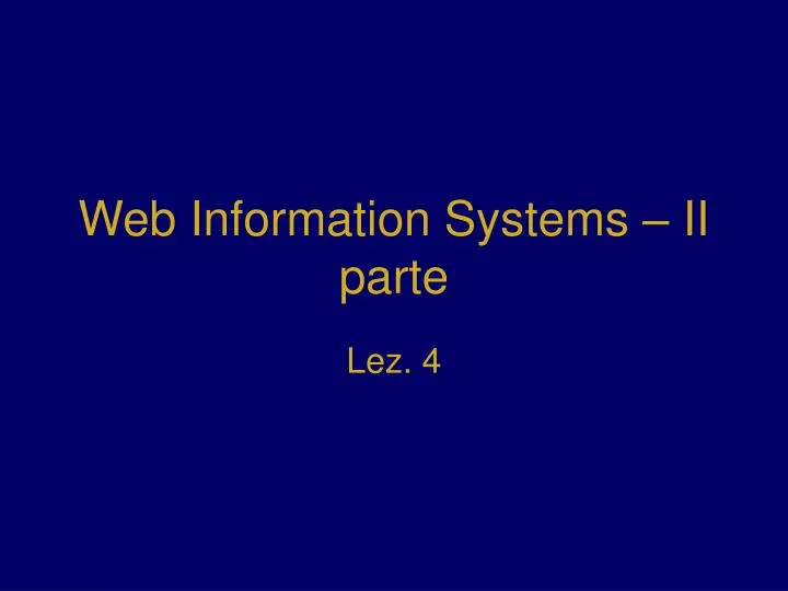 web information systems ii parte