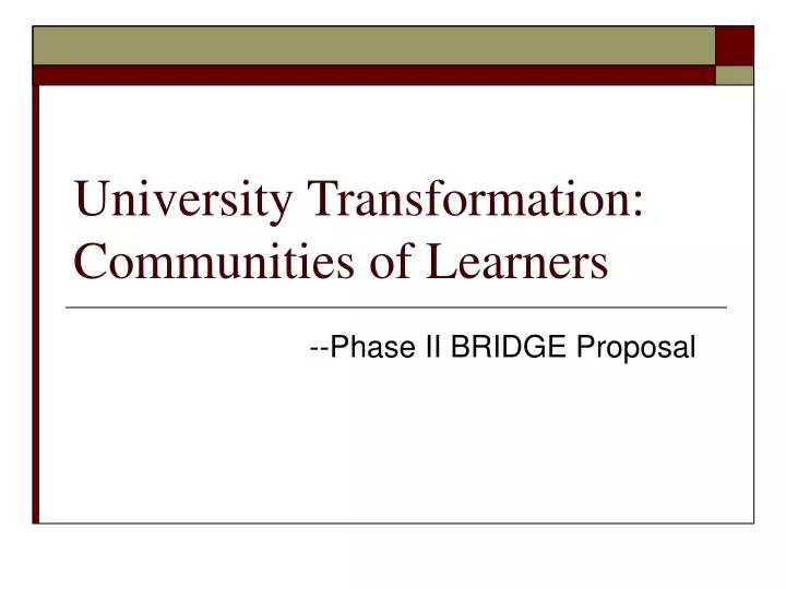 university transformation communities of learners