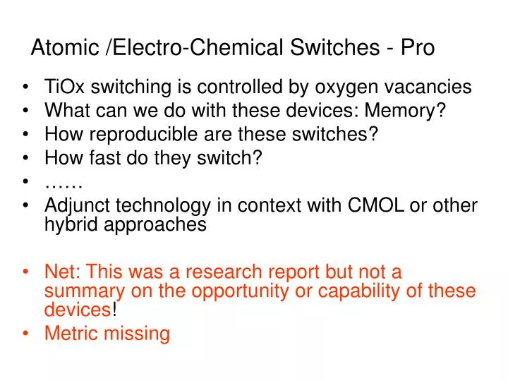 atomic electro chemical switches pro