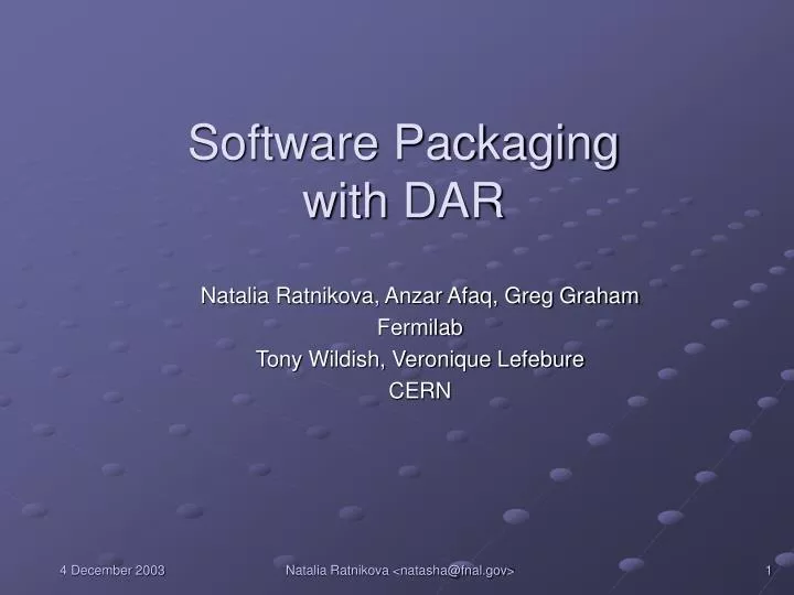 software packaging with dar