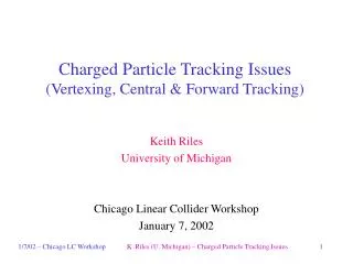 Charged Particle Tracking Issues (Vertexing, Central &amp; Forward Tracking)