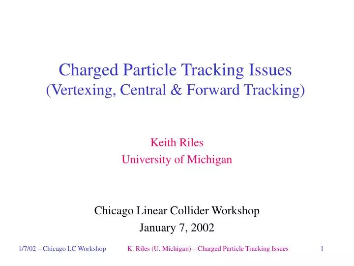 charged particle tracking issues vertexing central forward tracking