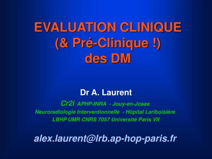 evaluation clinique pr clinique des dm