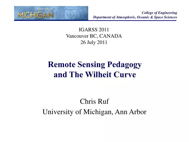 remote sensing pedagogy and the wilheit curve