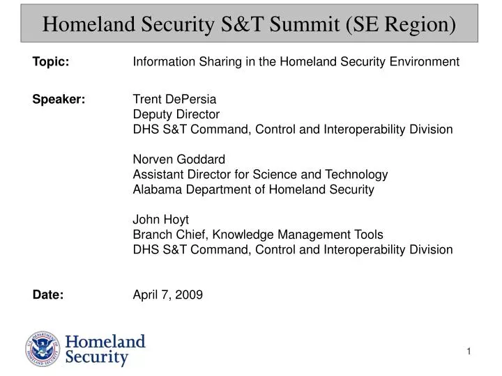 homeland security s t summit se region