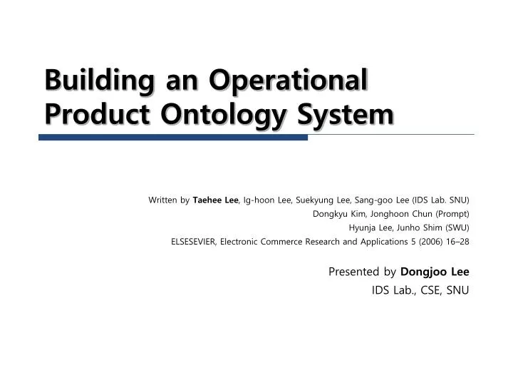 building an operational product ontology system