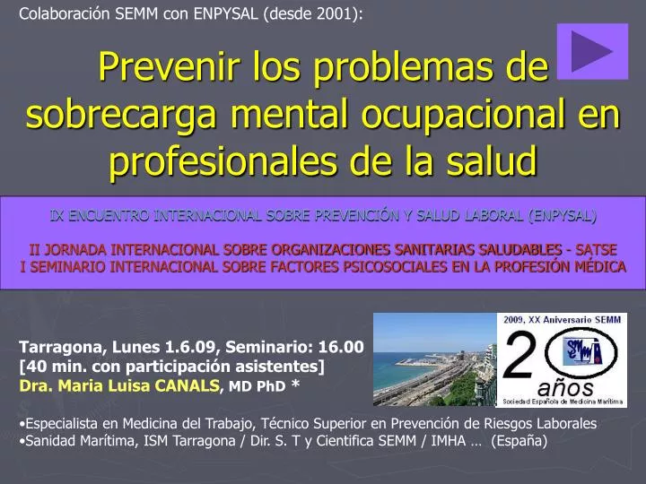 prevenir los problemas de sobrecarga mental ocupacional en profesionales de la salud