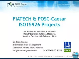 FIATECH &amp; POSC-Caesar ISO15926 Projects