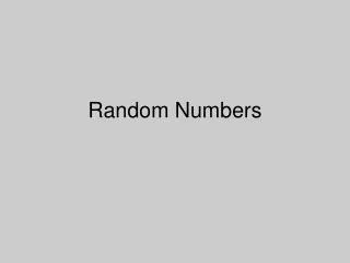 Random Numbers