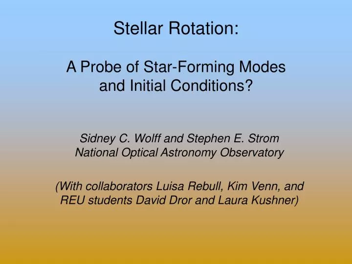 stellar rotation a probe of star forming modes and initial conditions