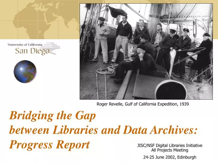 bridging the gap between libraries and data archives progress report