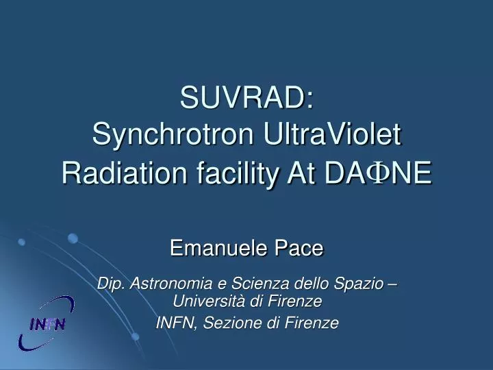 suvrad synchrotron ultraviolet radiation facility at da f ne