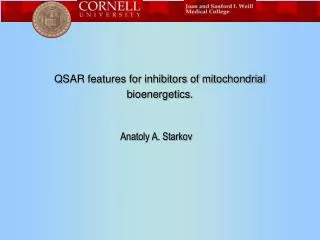QSAR features for inhibitors of mitochondrial bioenergetics.