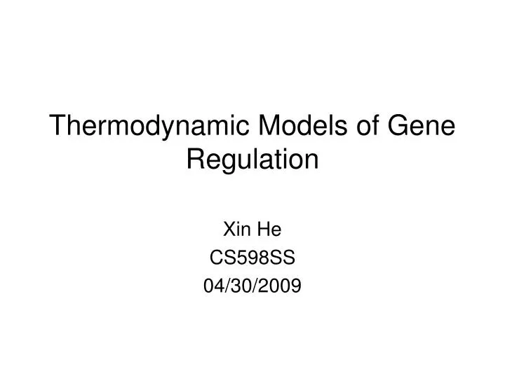 thermodynamic models of gene regulation