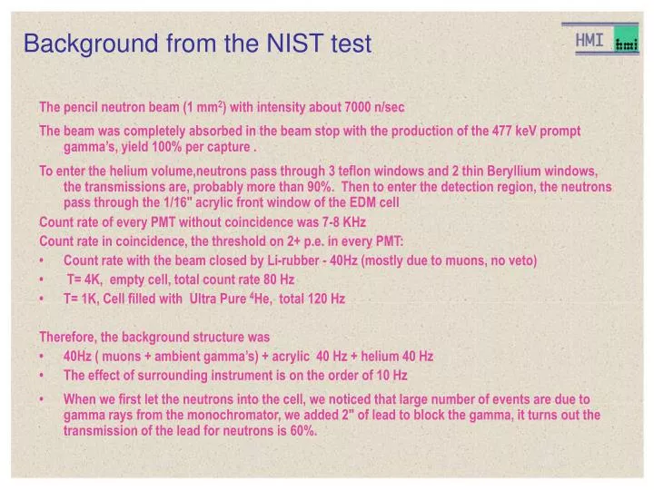 background from the nist test