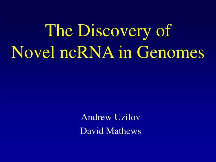 the discovery of novel ncrna in genomes