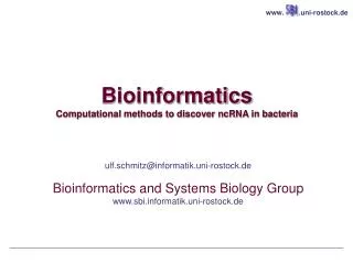 Bioinformatics Computational methods to discover ncRNA in bacteria