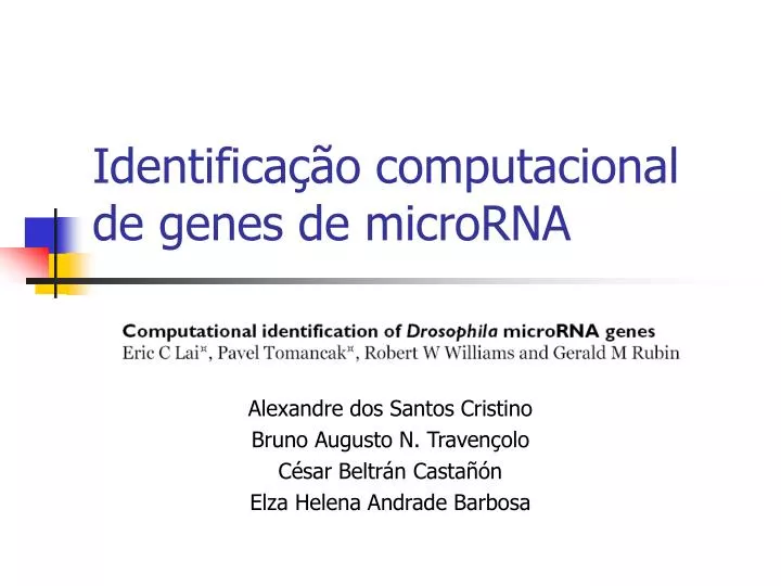 identifica o computacional de genes de microrna
