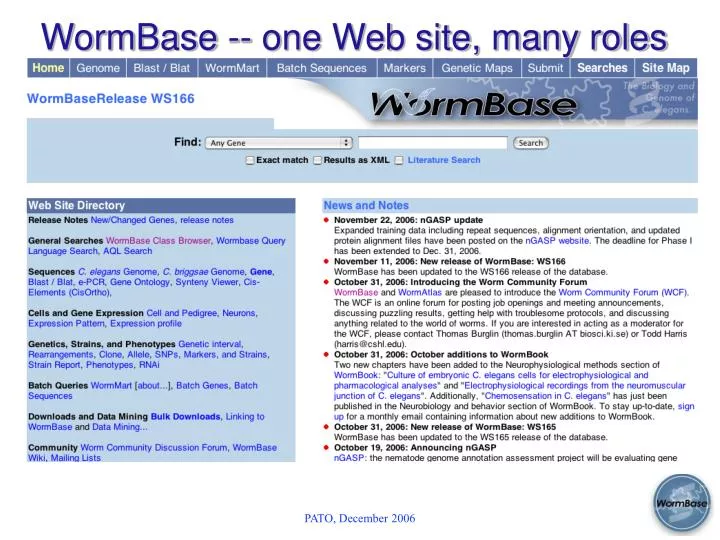 wormbase one web site many roles
