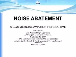 NOISE ABATEMENT A COMMERCIAL AVIATION PERSECTIVE