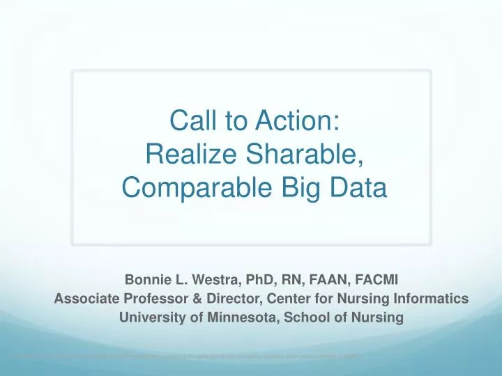 call to action realize sharable comparable big data
