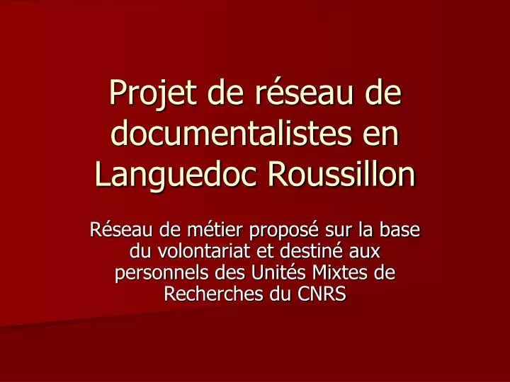 projet de r seau de documentalistes en languedoc roussillon