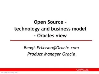 Open Source - technology and business model - Oracles view