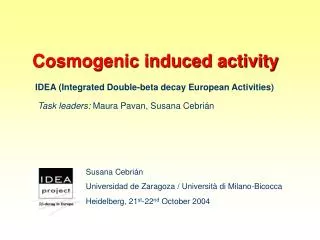 Cosmogenic induced activity