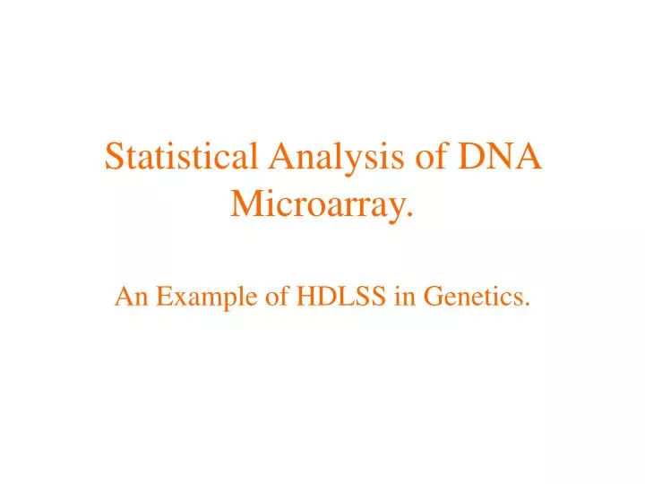 statistical analysis of dna microarray