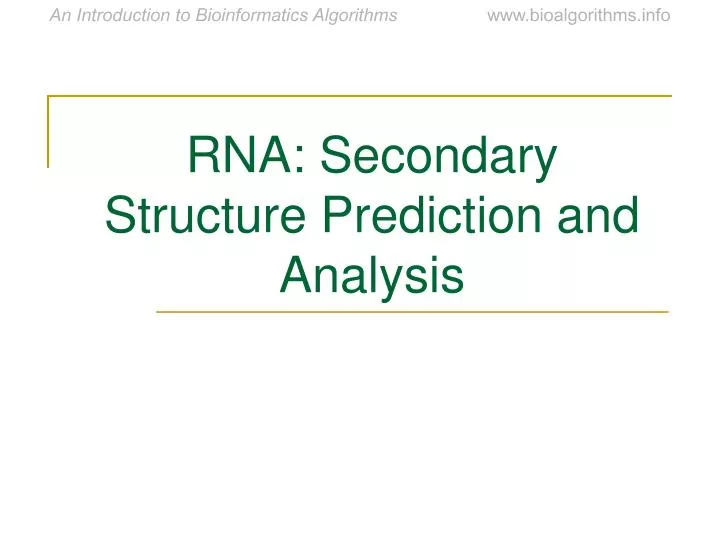 rna secondary structure prediction and analysis