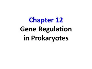 Chapter 12 Gene Regulation in Prokaryotes