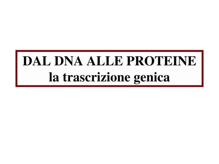 dal dna alle proteine la trascrizione genica