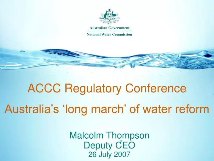 accc regulatory conference australia s long march of water reform