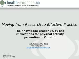 Moving from Research to Effective Practice