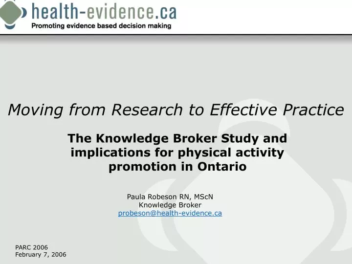moving from research to effective practice
