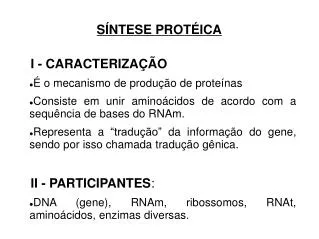 s ntese prot ica