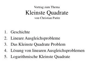vortrag zum thema kleinste quadrate von christian patitz