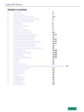 Inhaltsverzeichnis Übersicht 			4 Bemerkungen 			3 Annahme eines Vorschlags 		5-6