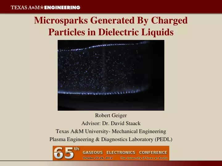 microsparks generated by charged particles in dielectric liquids