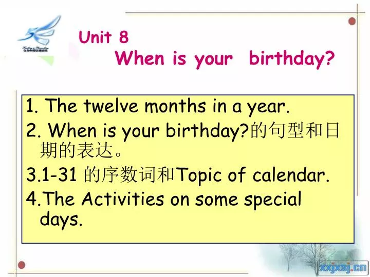 unit 8 when is your birthday