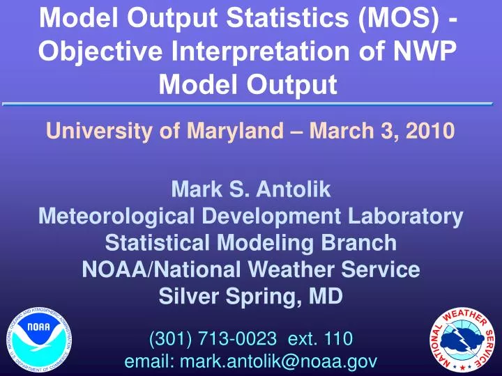 model output statistics mos objective interpretation of nwp model output