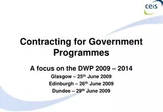 Contracting for Government Programmes