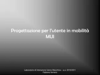progettazione per l utente in mobilit mui