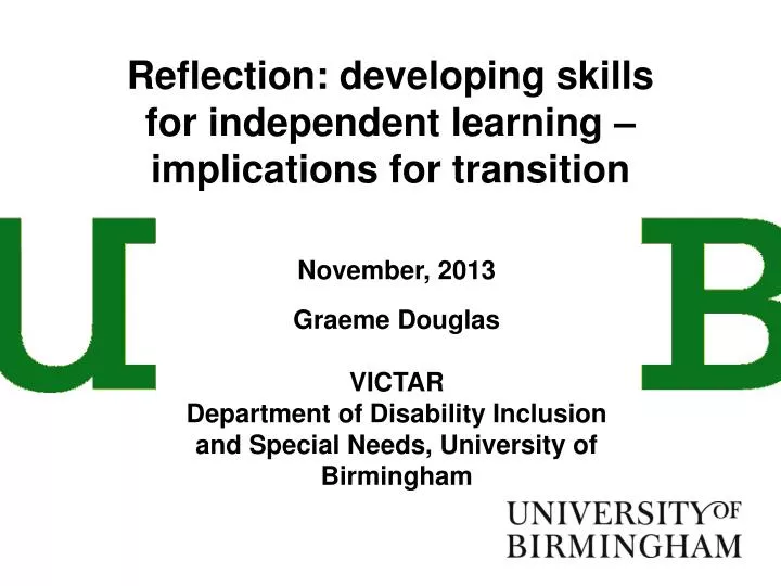 reflection developing skills for independent learning implications for transition
