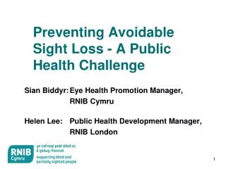 Preventing Avoidable Sight Loss - A Public Health Challenge