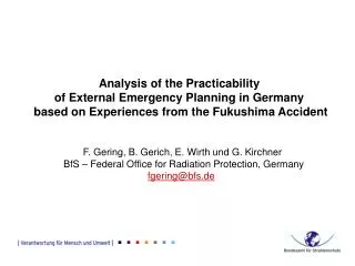 Analysis of the Practicability of External Emergency Planning in Germany