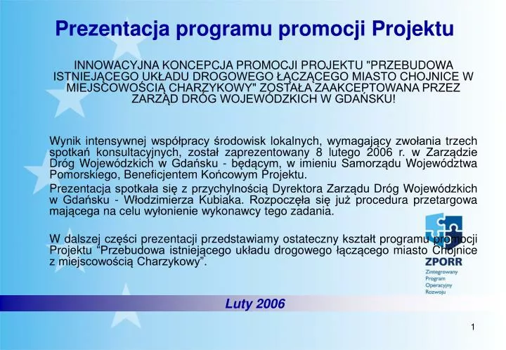 prezentacja programu promocji projektu
